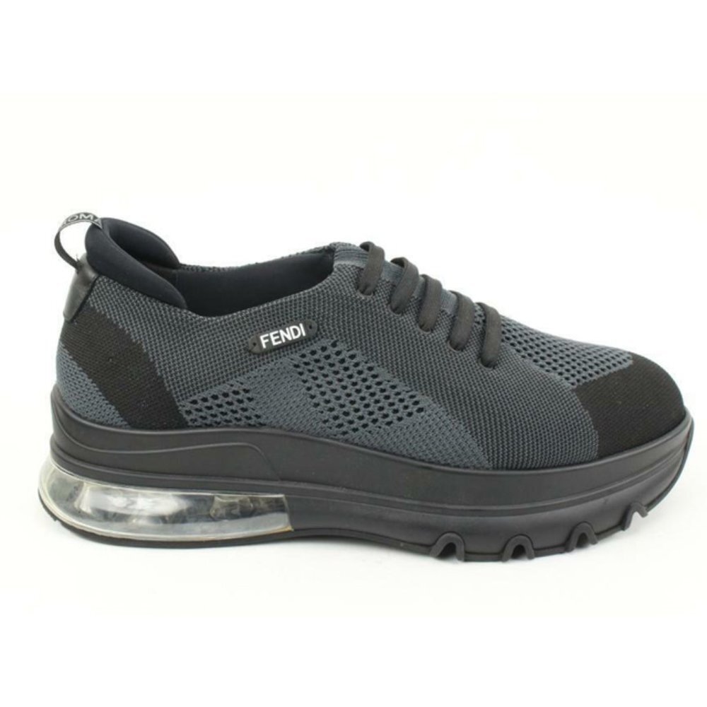 Fendi Mens 9EU Black Slip-On Logo Calfskin Mesh Low Top Sneakers 7E1234